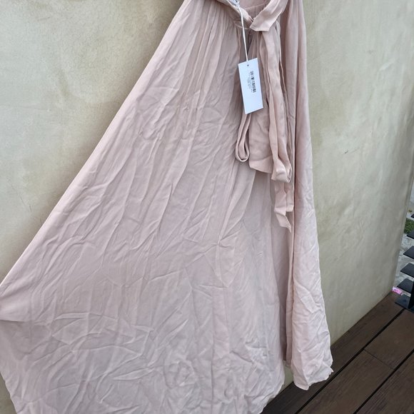 Reformation Andee Maxi Length Dress Champagne Halter Neckline Bow Tie Open Back - Picture 13 of 14